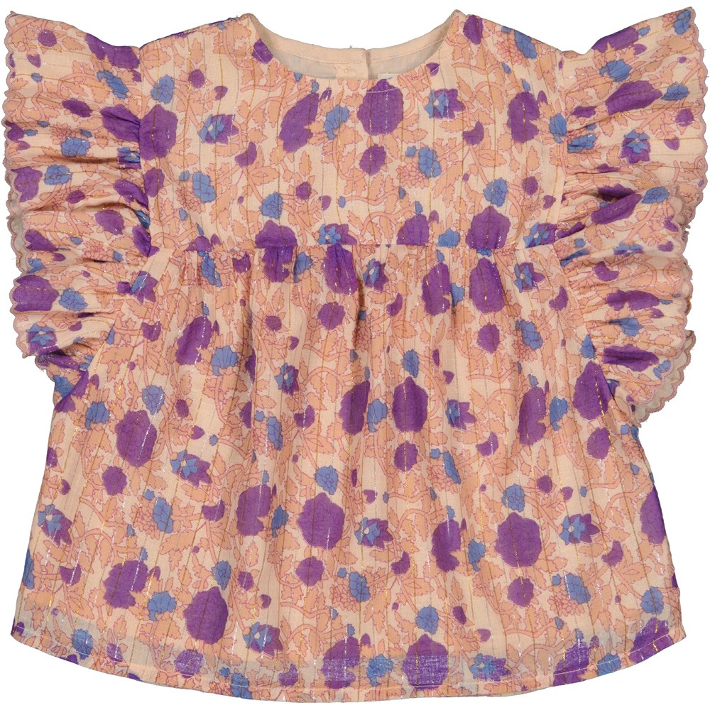 BLOUSE JASMIN RAYURE LUREX FLEUR INDIENNE