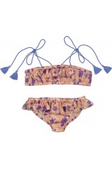 Swimsuit Vague Stripe Lurex Indian Flower