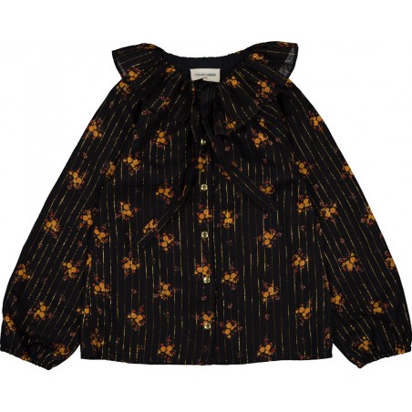 BLOUSE ANGELE FLEUR ROMANTIQUE RAYURE LUREX
