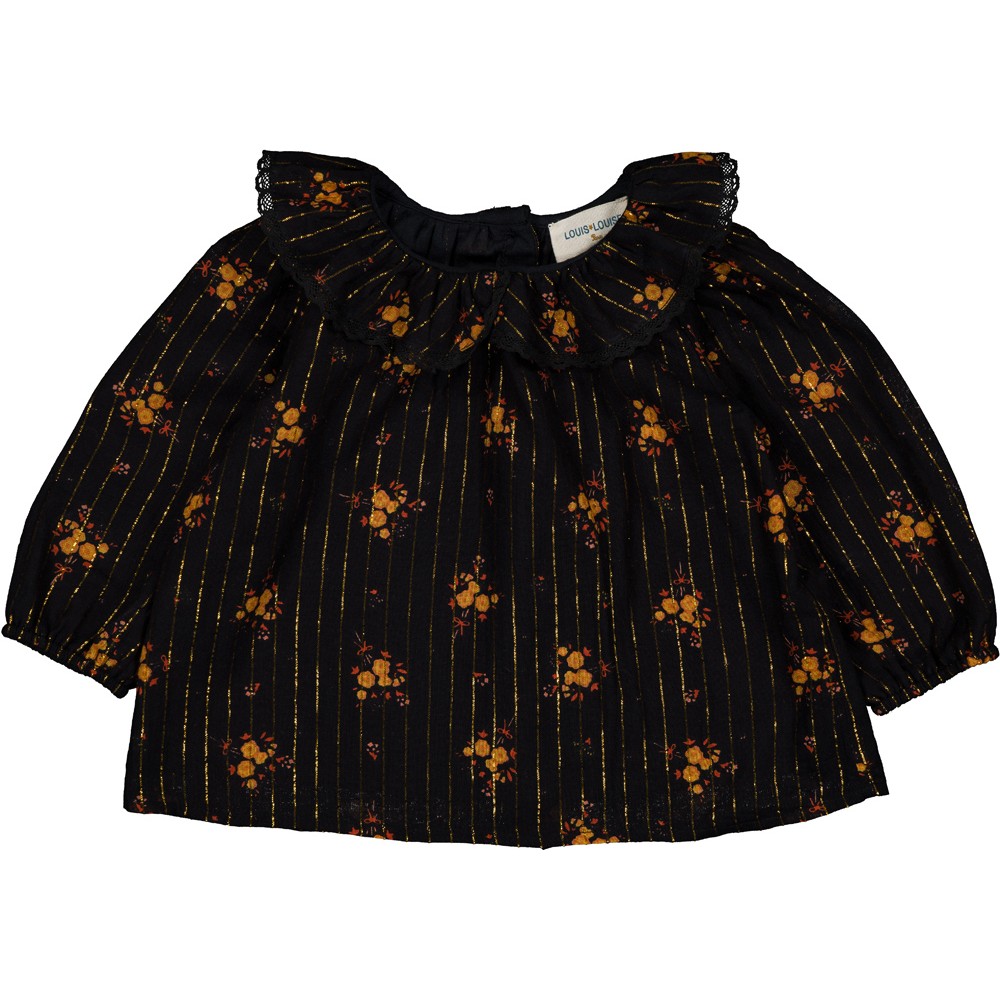 BLOUSE LISSOU FLEUR ROMANTIQUE RAYURE LUREX