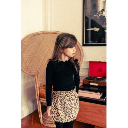 JUPE ZIPPA VELOURS LEOPARD