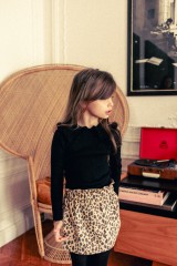 JUPE ZIPPA VELOURS LEOPARD