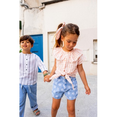 Short Andrea Denim Flower