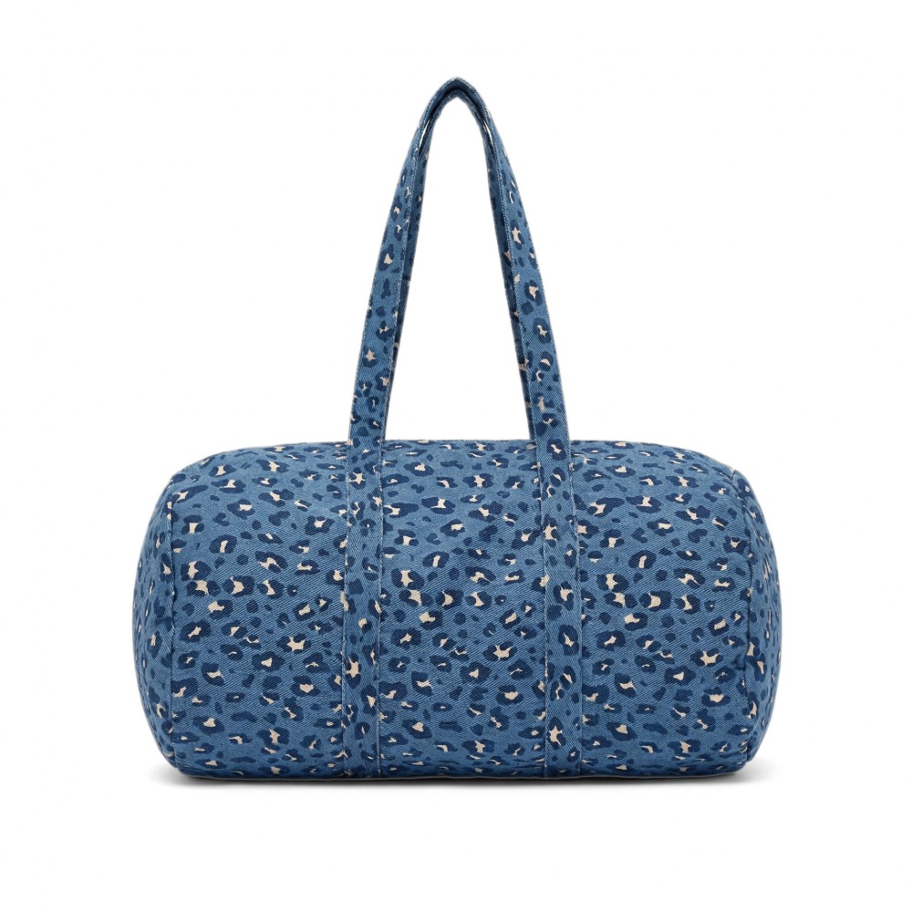 Bag Pompom Light Denim Leopard