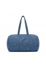 Bag Pompom Light Denim Leopard