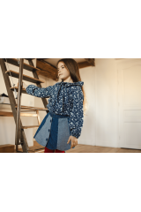 Skirt Bloom Denim Patchwork