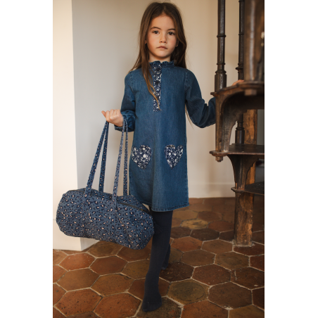 Bag Pompom Light Denim Leopard